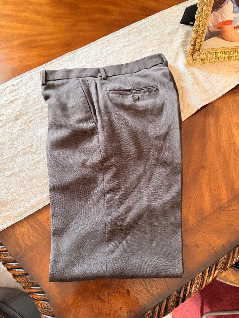 Van Heusen Dress Pants 30x30 Brown Flat Front Business Casual Mens Slacks